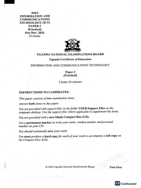 UNEB UCE Paper 2 2025