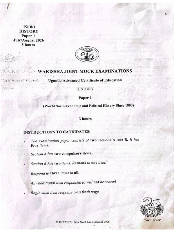 S6 History Mock Exam Papers Collection 2026