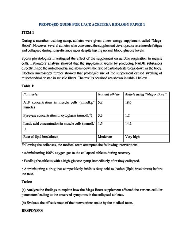 ACCEITEKA Biology Paper 1 Marking Guide 2026