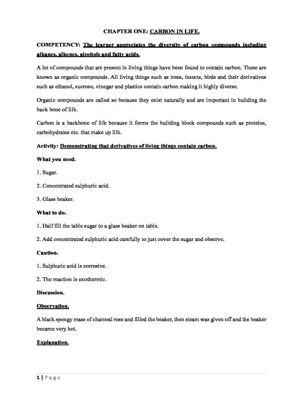 UNEB Chemistry Notes: Carbon and Its Role in Life