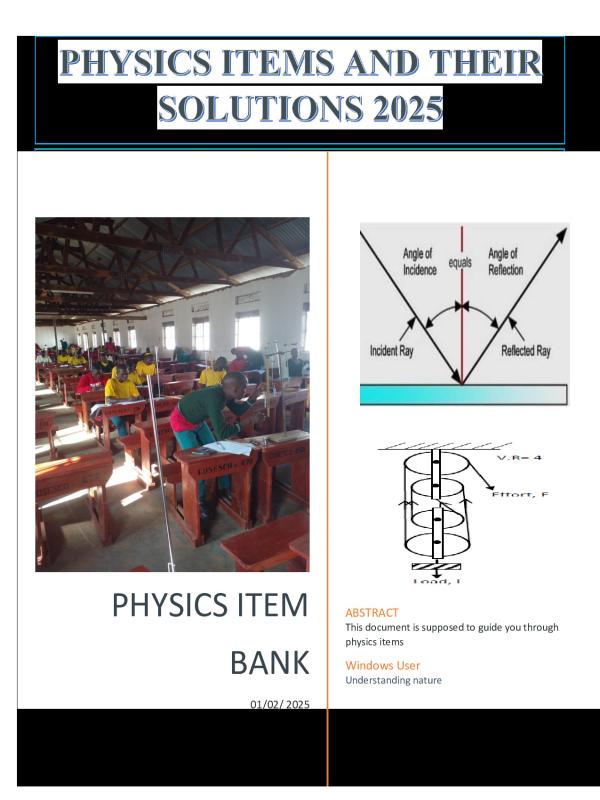 UCE Physics Assessment Items and Sample Responses