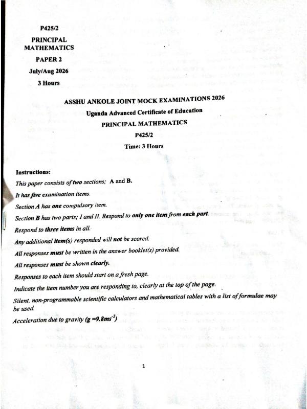S6 Mathematics Paper 2 Mock Collections 2026