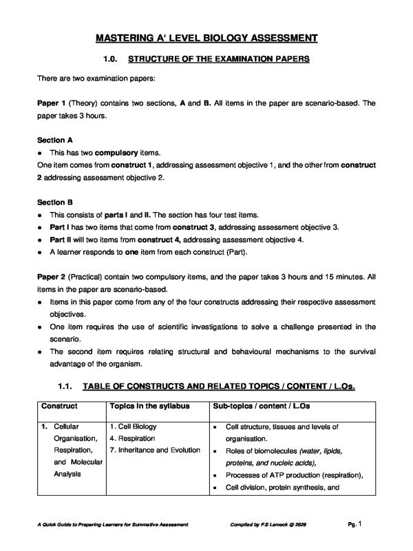 A-Level Biology 2026 Assessment Practice Resource