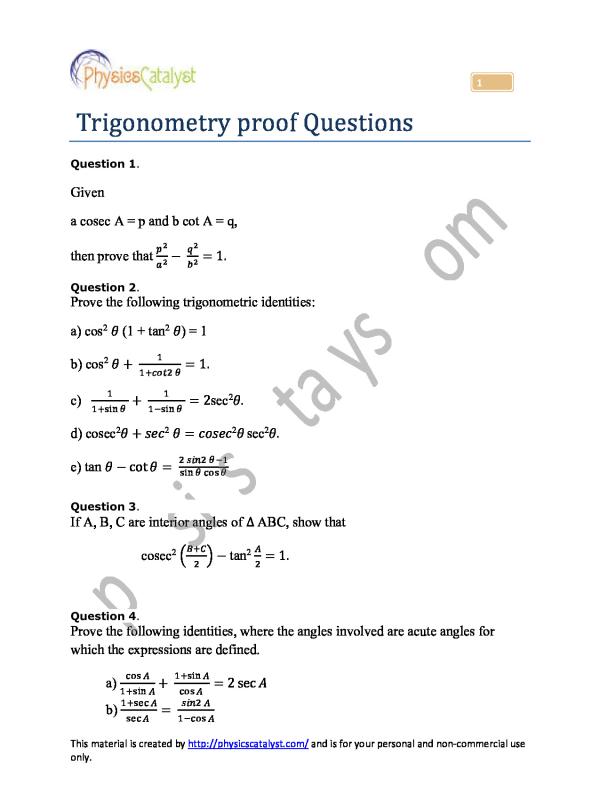 Trigonometry Proofs Practice Questions & Notes | UNEB Mathematics