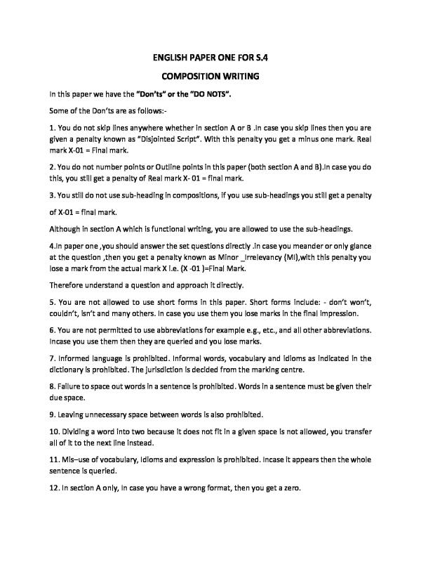 Senior Four English Sample Score & Marking Guide | S4 UNEB Revision