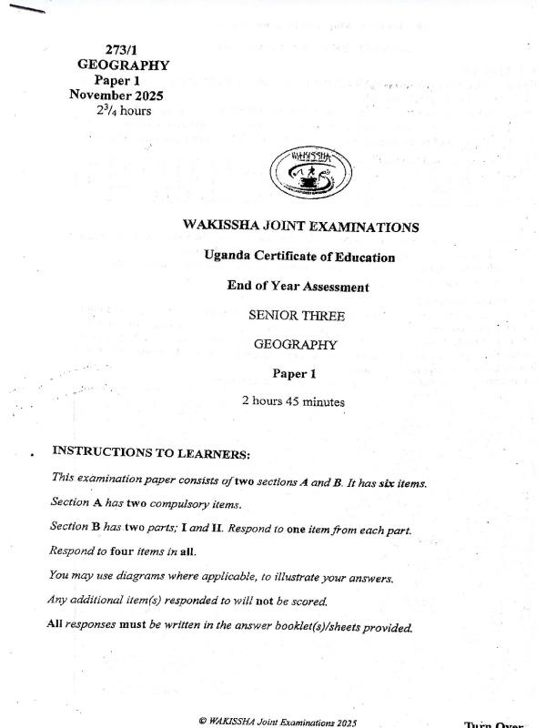 SENIOR THREE GEOGRAPHY