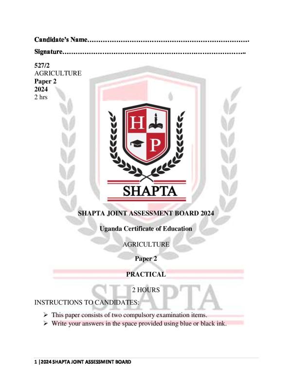 UCE SHAPTA AGRICULTURE ITEMS