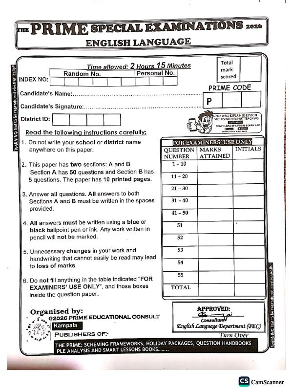 English Prime Special Mock Exam 2026