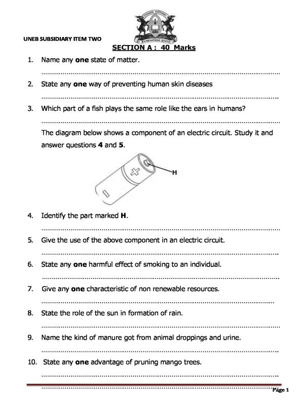 Item II Science