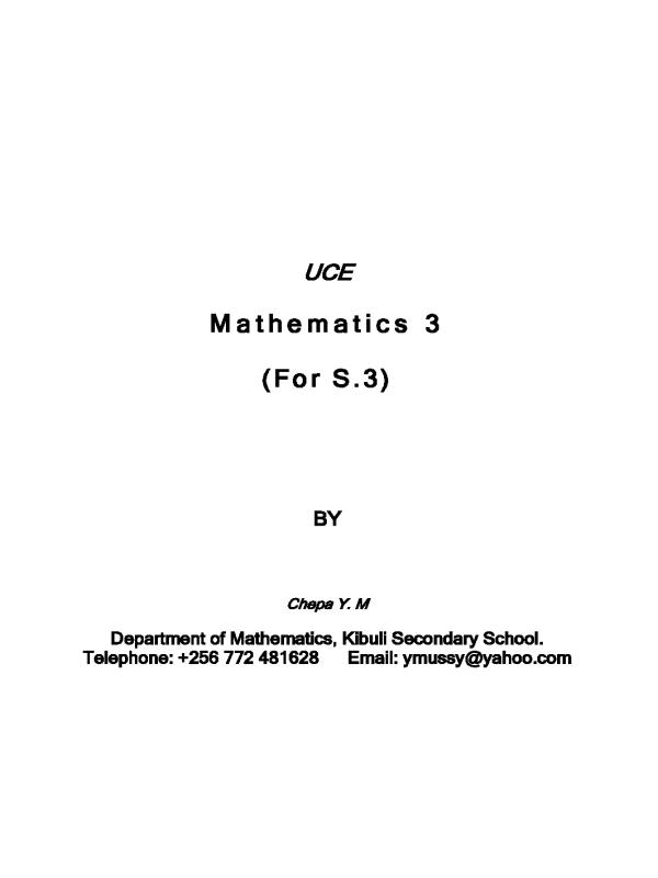 S.3 Mathematics lesson notes