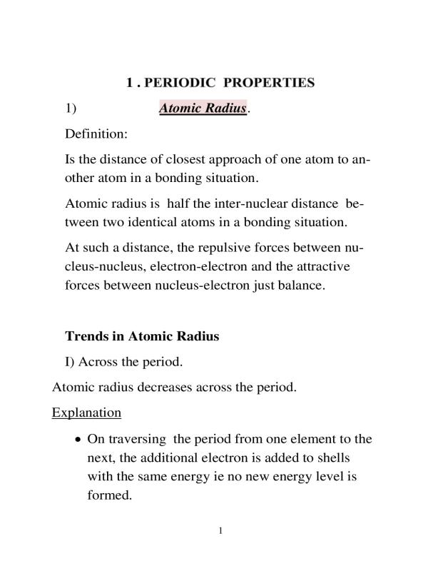 Inorganic Chemistry Notes
