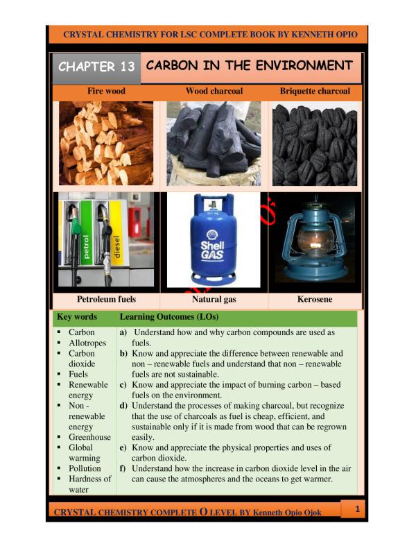 S.2 Chemistry Notes: Carbon in the Environment (CBC) - Uganda Curriculum