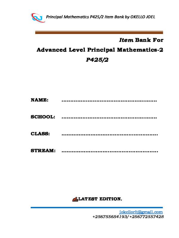 Sample Item Bank Mathematics S1-S6: Practice Questions for UNEB Curriculum