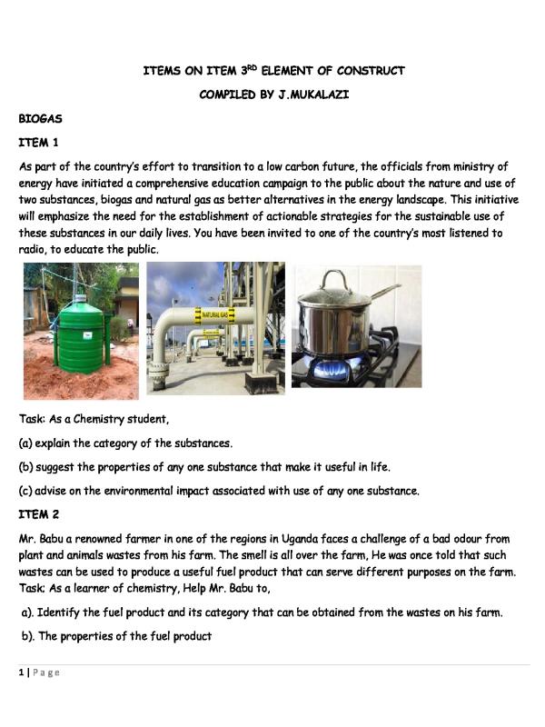 UCE Biology End of Cycle 3 (EOC 3) Assessment Test Items