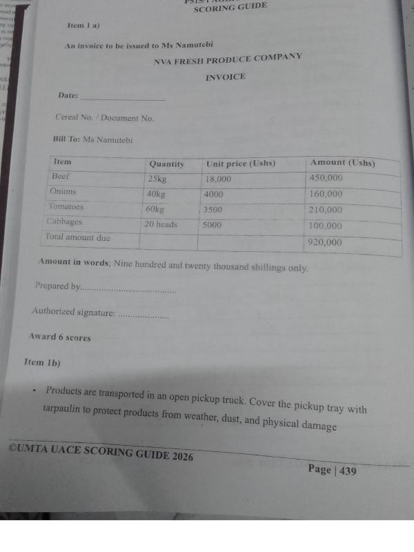 UMTA UACE Agriculture Mock Examination 2026