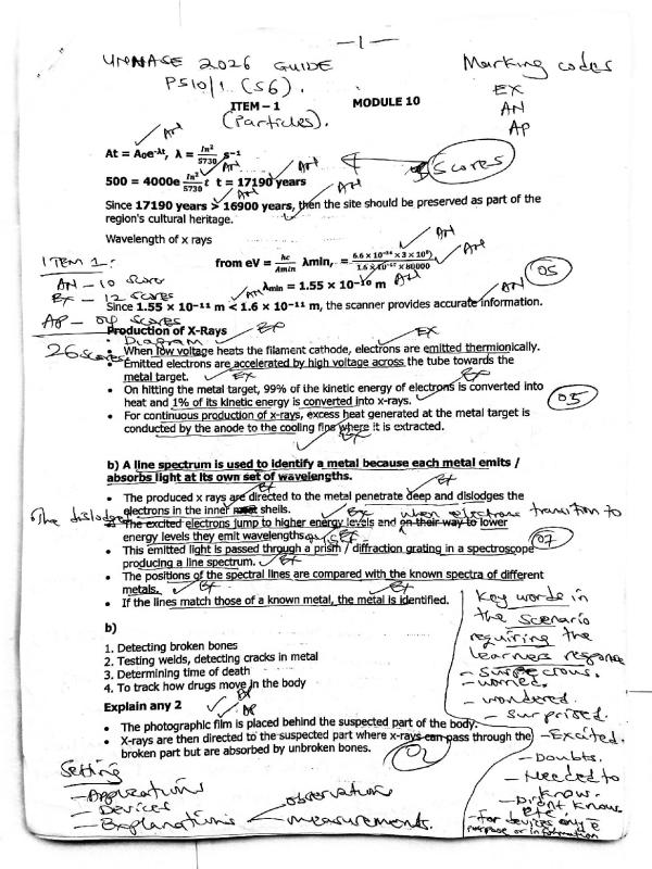 UNNASE UACE Physics Paper 1 Scoring Guide 2026