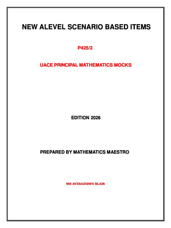 UACE Mathematics Paper 2 Mock Revision Items 2026