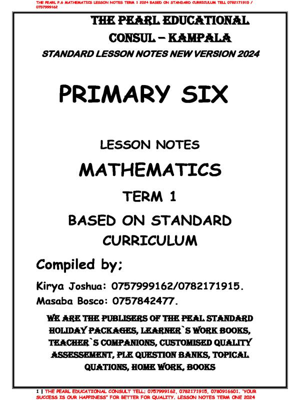 P.6 Mathematics Lesson Notes - Term I