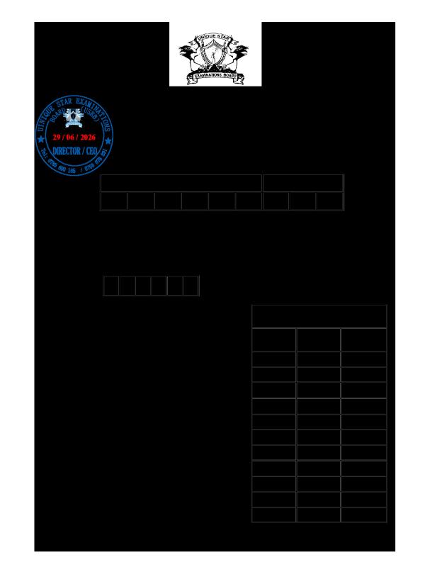 P.7 mathematics Mock Examination Paper 2026 Set 2  Unique Star Examination Board