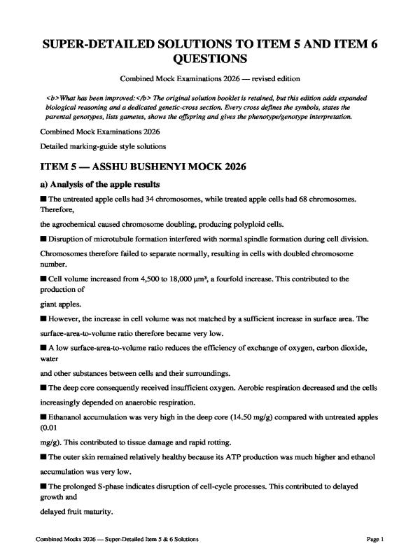 Solutions to Mock Exam Items 5 and 6 - Uganda Secondary School Curriculum